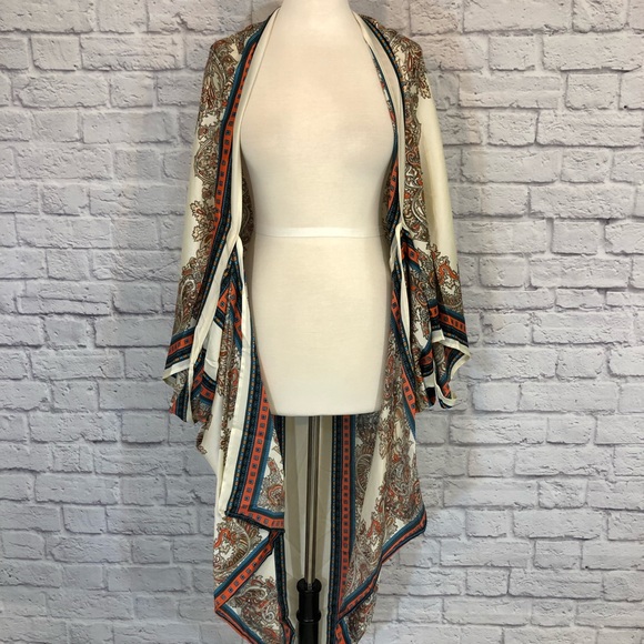 Umgee | Scarf Print Dolman Long Sleeve Kimono - Picture 2 of 8